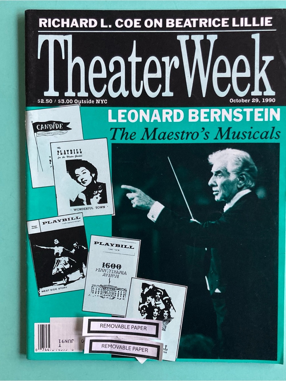 Leonard Bernstein & Oleg Yefremov Theater Week Magazine October 29 1990 Address